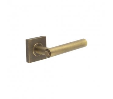 Burlington BUR45 Richmond Door Handle On Square Plain Rose - Antique Brass