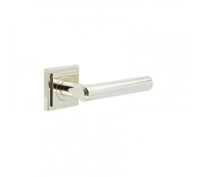 Burlington BUR45 Richmond Door Handle On Square Stepped Rose - Polished Nickel