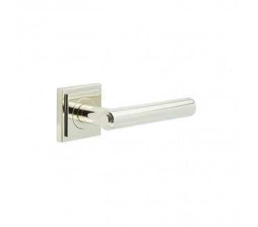 Burlington BUR45 Richmond Door Handle On Square Stepped Rose - Polished Nickel