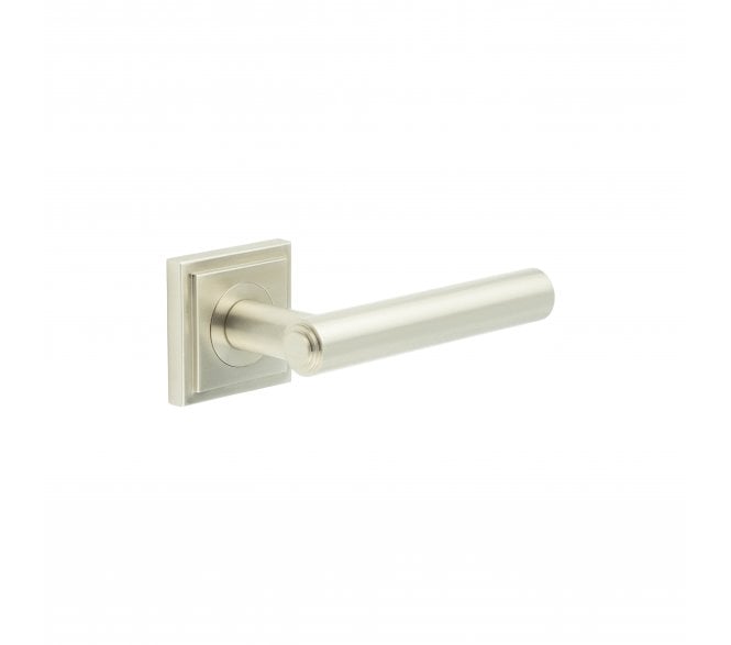 Burlington BUR45 Richmond Door Handle On Square Stepped Rose - Satin Nickel