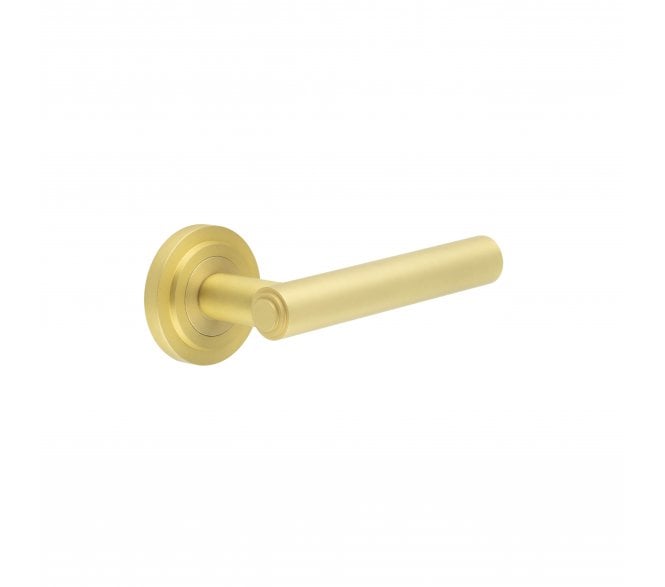 Burlington BUR45 Richmond Door Handle On Stepped Rose - Satin Brass
