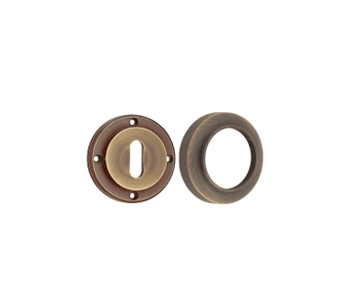 Burlington BUR60 Standard Keyhole Escutcheon on Chamfered Rose - Antique Brass