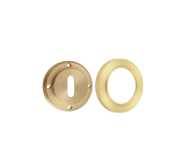 Burlington BUR60 Standard Keyhole Escutcheon on Knurled Rose - Satin Brass
