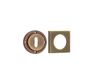 Burlington BUR60 Standard Keyhole Escutcheon on Square Plain Rose - Antique Brass