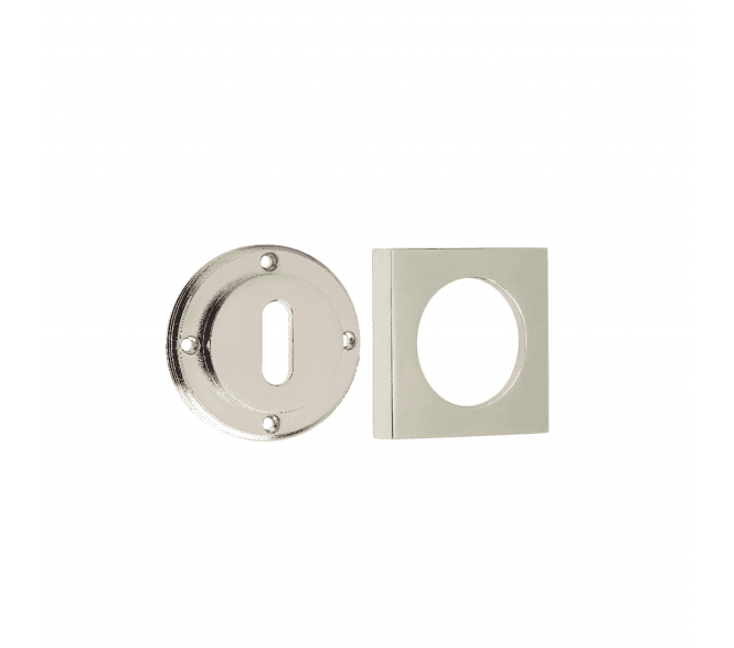 Burlington BUR60 Standard Keyhole Escutcheon on Square Plain Rose - Polished Nickel