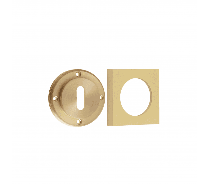 Burlington BUR60 Standard Keyhole Escutcheon on Square Plain Rose - Satin Brass