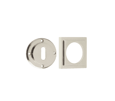 Burlington BUR60 Standard Keyhole Escutcheon on Square Stepped Rose - Polished Nickel