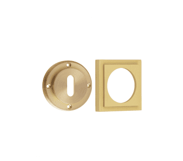 Burlington BUR60 Standard Keyhole Escutcheon on Square Stepped Rose - Satin Brass