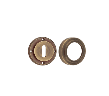 Burlington BUR60 Standard Keyhole Escutcheon on Stepped Rose - Antique Brass