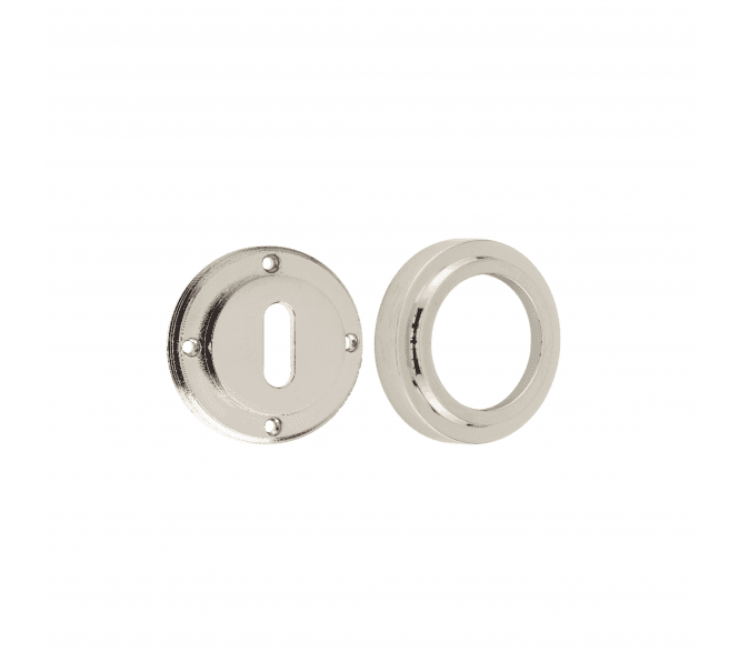 Burlington BUR60 Standard Keyhole Escutcheon on Stepped Rose - Polished Nickel
