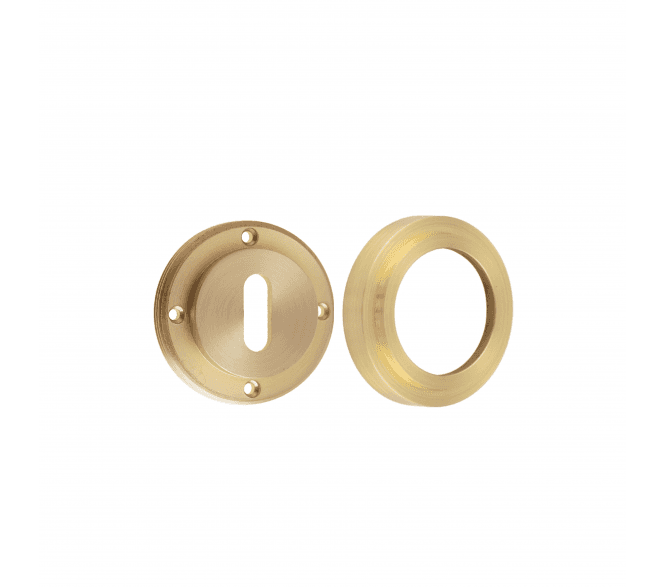 Burlington BUR60 Standard Keyhole Escutcheon on Stepped Rose - Satin Brass