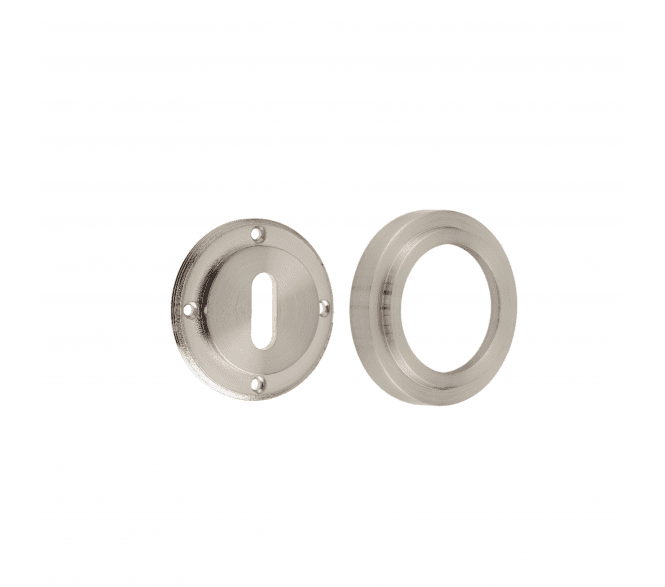 Burlington BUR60 Standard Keyhole Escutcheon on Stepped Rose - Satin Nickel