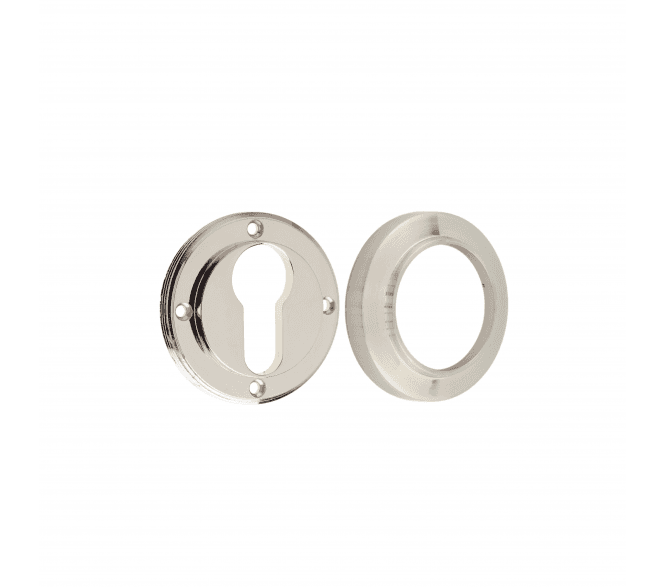 Burlington BUR61 Euro Profile Escutcheon on Chamfered Rose - Polished Nickel