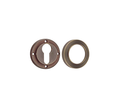 Burlington BUR61 Euro Profile Escutcheon on Knurled Rose - Antique Brass