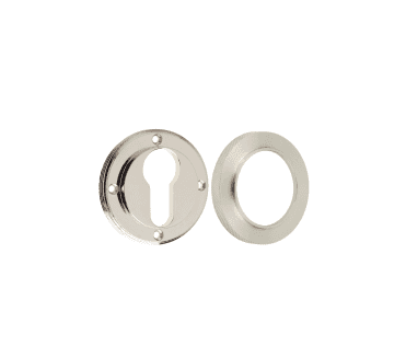Burlington BUR61 Euro Profile Escutcheon on Knurled Rose - Polished Nickel