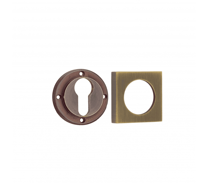 Burlington BUR61 Euro Profile Escutcheon on Square Plain Rose - Antique Brass
