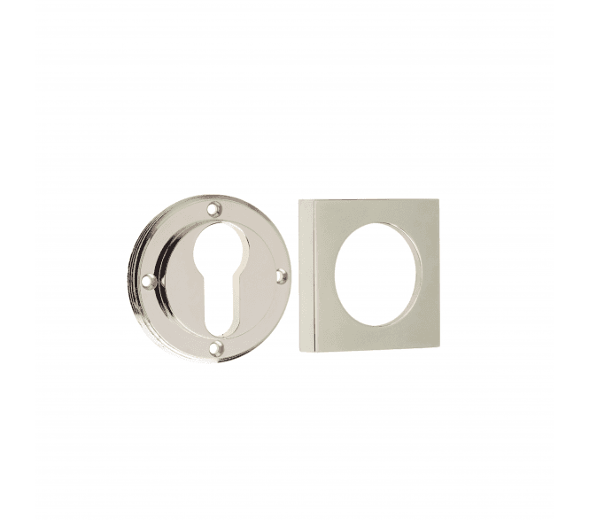 Burlington BUR61 Euro Profile Escutcheon on Square Plain Rose - Polished Nickel