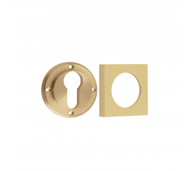 Burlington BUR61 Euro Profile Escutcheon on Square Plain Rose - Satin Brass