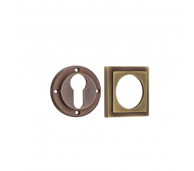 Burlington BUR61 Euro Profile Escutcheon on Square Stepped Rose - Antique Brass