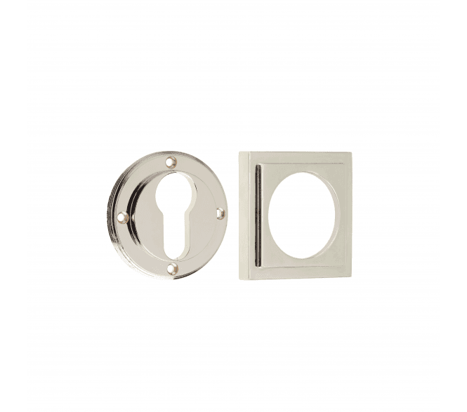 Burlington BUR61 Euro Profile Escutcheon on Square Stepped Rose - Polished Nickel