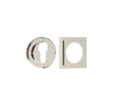 Burlington BUR61 Euro Profile Escutcheon on Square Stepped Rose - Polished Nickel