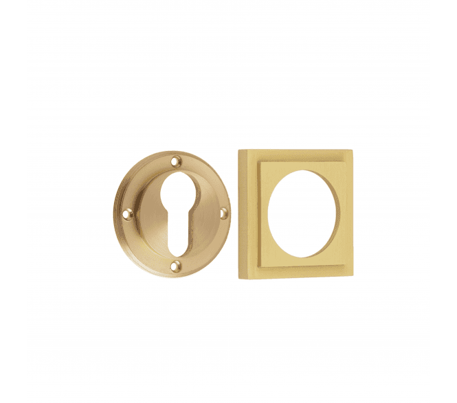 Burlington BUR61 Euro Profile Escutcheon on Square Stepped Rose - Satin Brass
