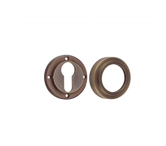 Burlington BUR61 Euro Profile Escutcheon on Stepped Rose - Antique Brass