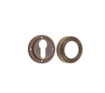 Burlington BUR61 Euro Profile Escutcheon on Stepped Rose - Antique Brass