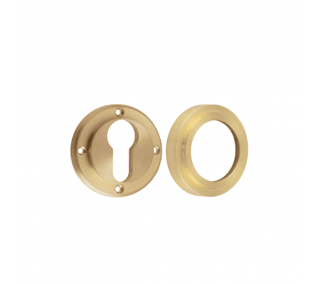 Burlington BUR61 Euro Profile Escutcheon on Stepped Rose - Satin Brass