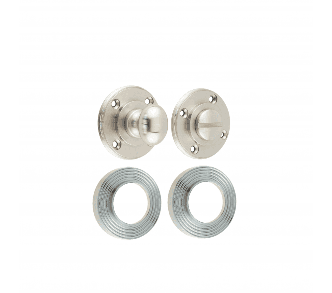 Burlington BUR80 Bathroom Turn & Release On Reeded Rose - Satin Nickel