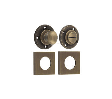 Burlington BUR80 Bathroom Turn & Release On Square Plain Rose - Antique Brass