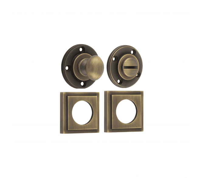 Burlington BUR80 Bathroom Turn & Release On Square Stepped Rose - Antique Brass