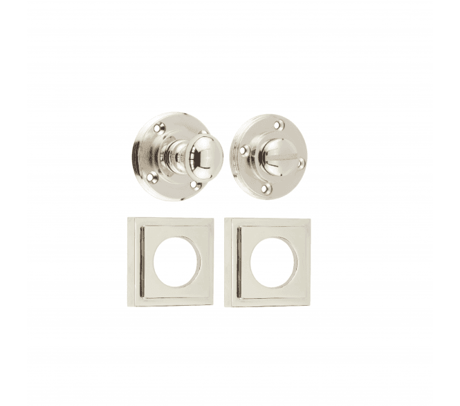 Burlington BUR80 Bathroom Turn & Release On Square Stepped Rose - Polished Nickel