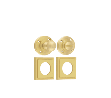 Burlington BUR80 Bathroom Turn & Release On Square Stepped Rose - Satin Brass