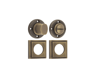 Burlington BUR81 Bathroom Turn & Release On Square Stepped Rose - Antique Brass