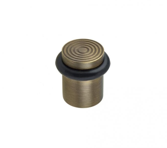 Burlington BUR963 Solid Brass Reeded Floor Mounted Door Stop - Antique Brass