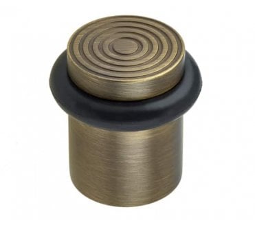 Burlington BUR963 Solid Brass Reeded Floor Mounted Door Stop - Antique Brass