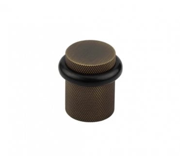 Burlington BUR964 Solid Brass Knurled Floor Mounted Door Stop - Antique Brass