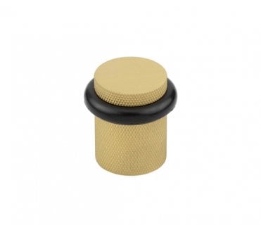 Burlington BUR964 Solid Brass Knurled Floor Mounted Door Stop - Satin Brass