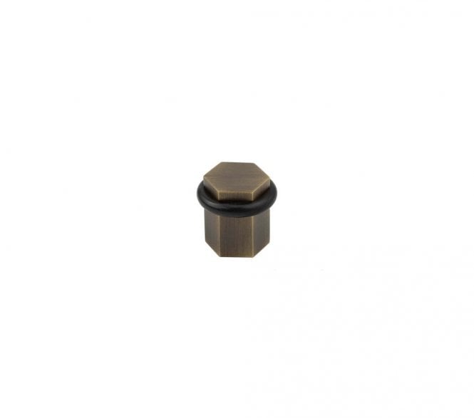 Burlington BUR965 Solid Brass Hexagonal Floor Mounted Door Stop - Antique Brass