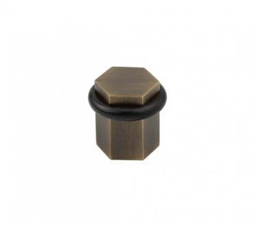 Burlington BUR965 Solid Brass Hexagonal Floor Mounted Door Stop - Antique Brass