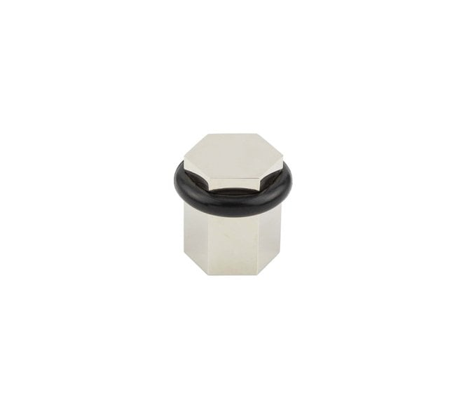 Burlington BUR965 Solid Brass Hexagonal Floor Mounted Door Stop - Polished Nickel