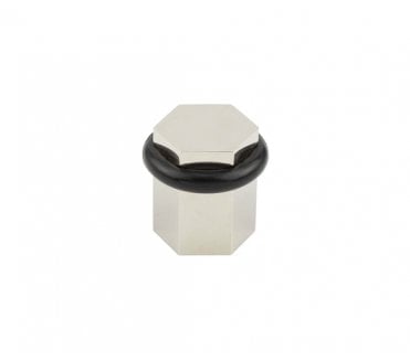 Burlington BUR965 Solid Brass Hexagonal Floor Mounted Door Stop - Polished Nickel