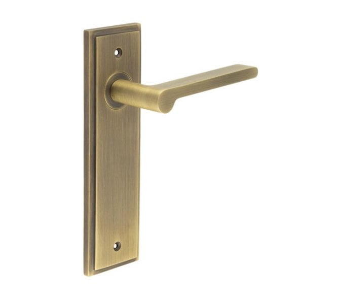 Burlington Fitzrovia Door Handles On Backplate - Antique Brass