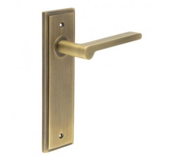 Burlington Fitzrovia Door Handles On Backplate - Antique Brass
