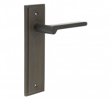 Burlington Fitzrovia Door Handles On Backplate - Dark Bronze
