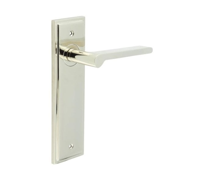 Burlington Fitzrovia Door Handles On Backplate - Polished Nickel