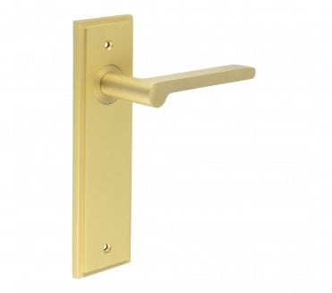 Burlington Fitzrovia Door Handles On Backplate - Satin Brass
