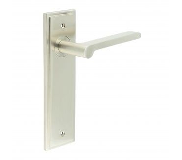 Burlington Fitzrovia Door Handles On Backplate - Satin Nickel