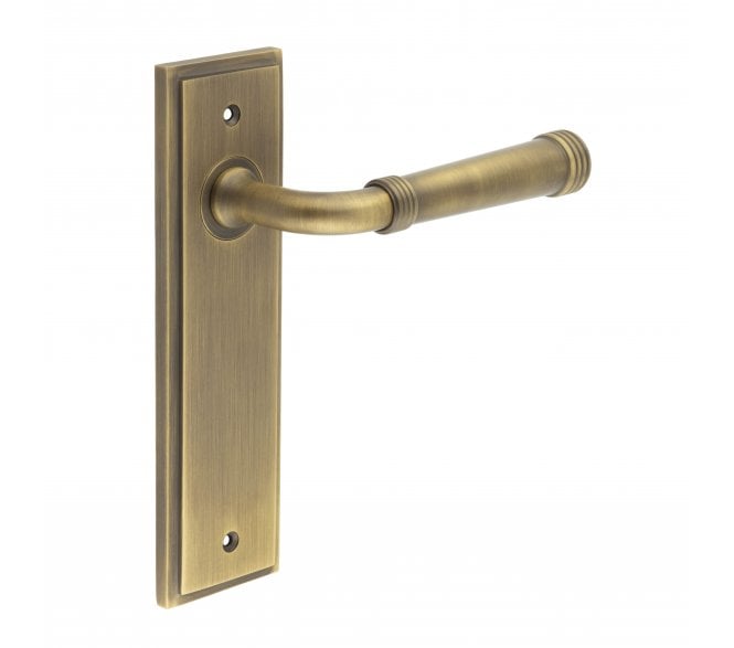 Burlington Highgate Door Handles On Backplate - Antique Brass